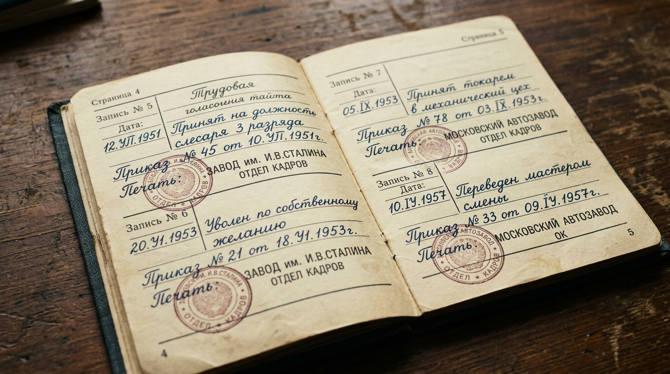 Трудовая книжка советского рабочего